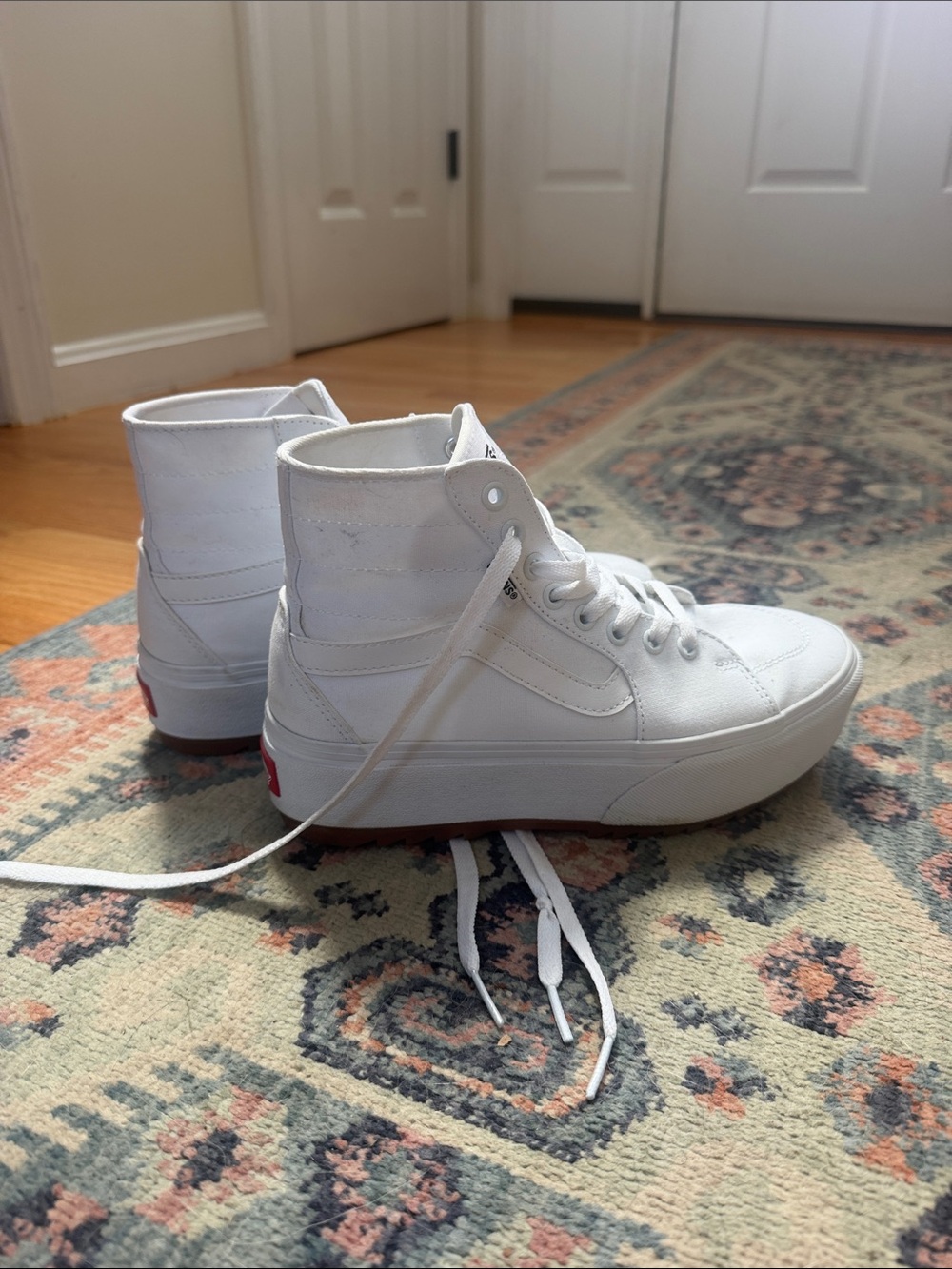 Vans White High-Top Platform Canvas Sneakers